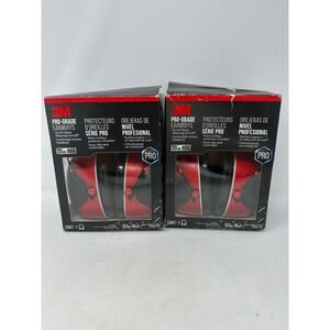 Lot of 2 3M Pro-Grade Earmuffs 30dB NRR Noise Reducing Red Black 90565 NEW